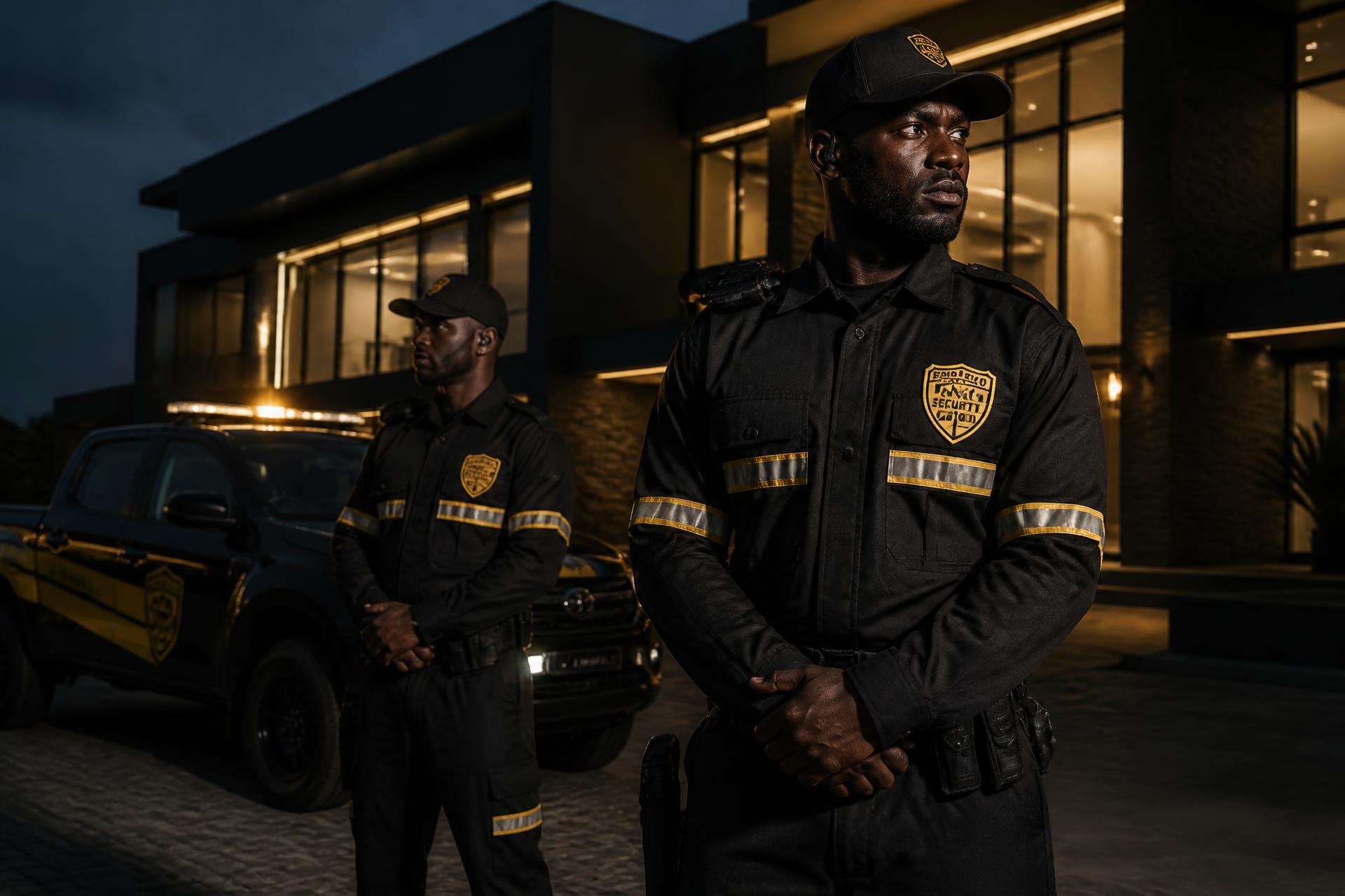 Agents de Doré Sécurité Privée en poste devant un site sécurisé